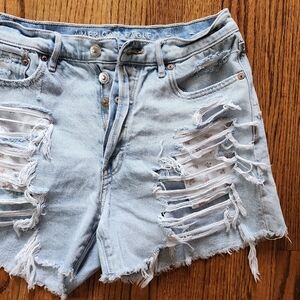 American Eagle Outfitters Light Blue Distressed Denim Shorts